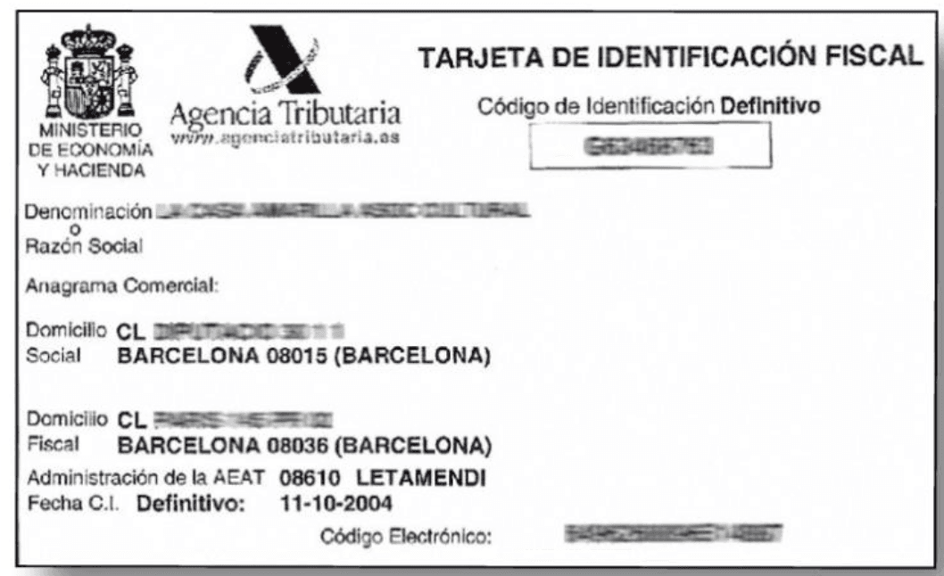 Spanish Company Card - CIF